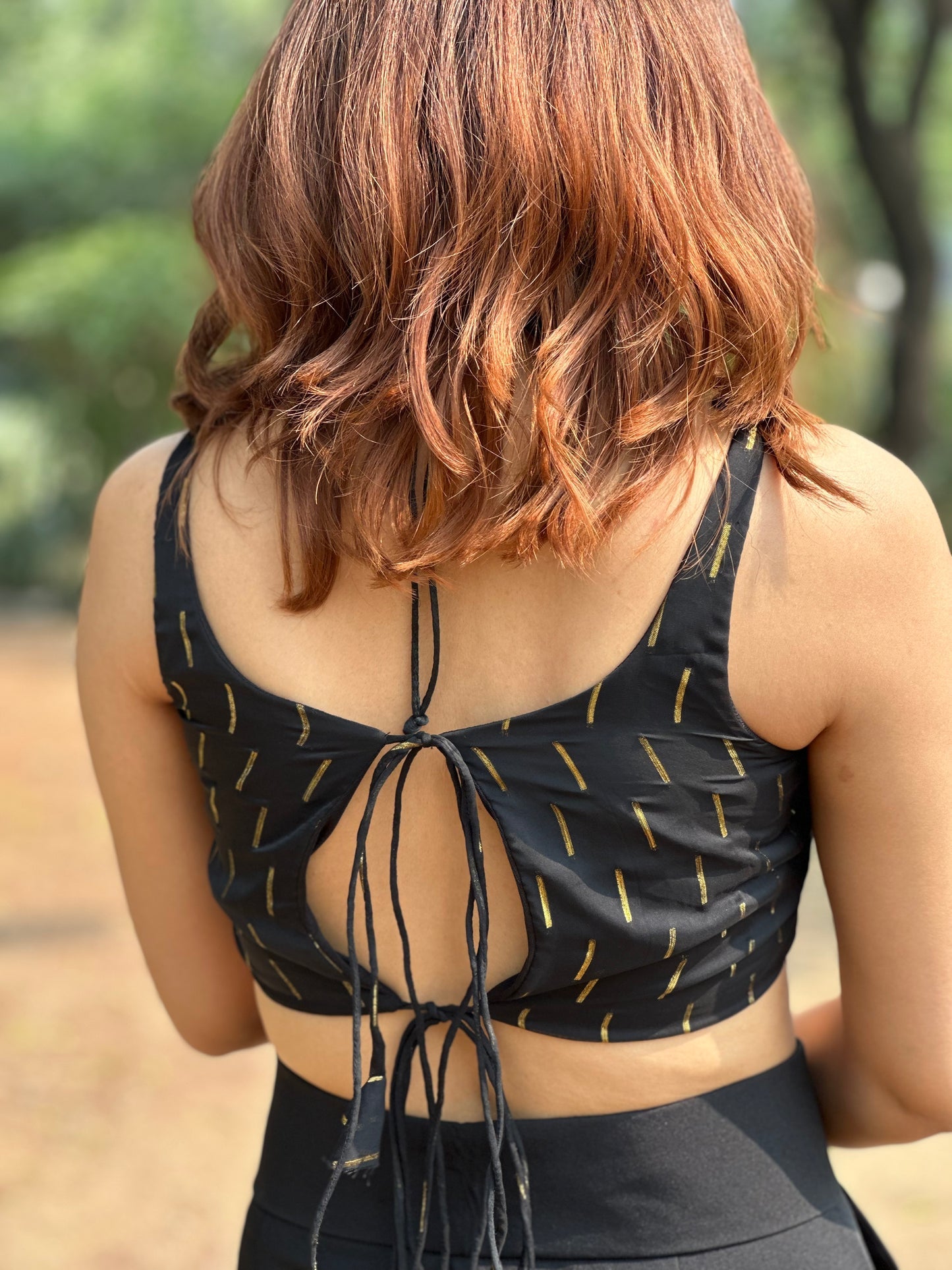 Black Foil Print Top With Shrug & Bag