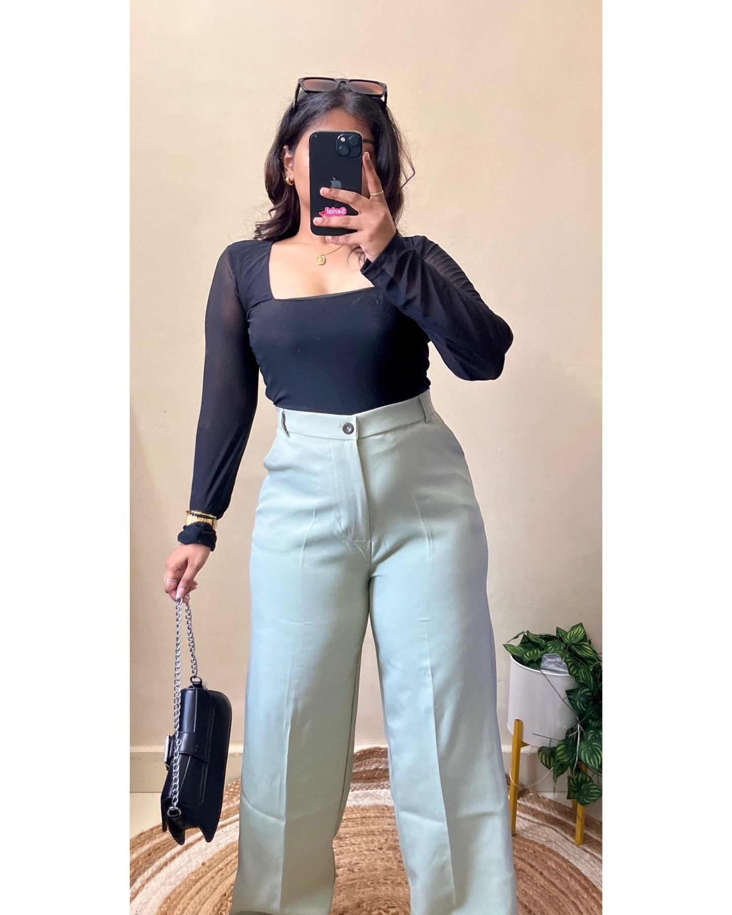 Korean Pastel Green High Waist Trouser