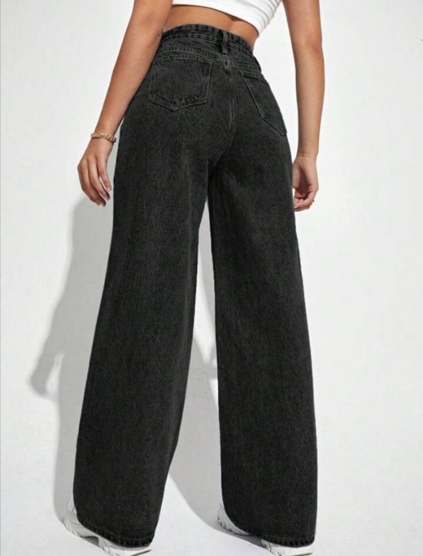 High Waist Wide Leg Jeans - Black