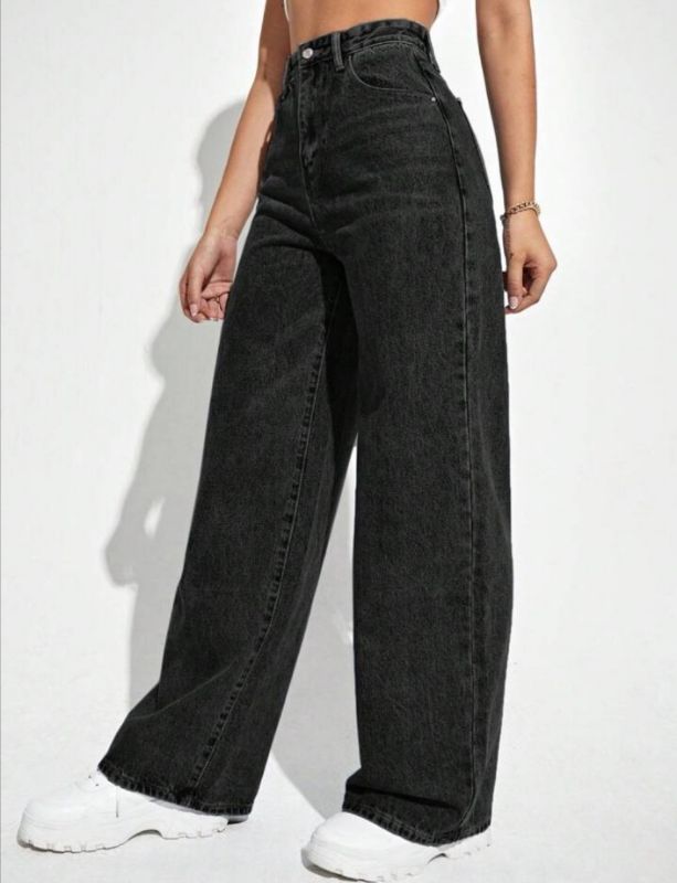 High Waist Wide Leg Jeans - Black