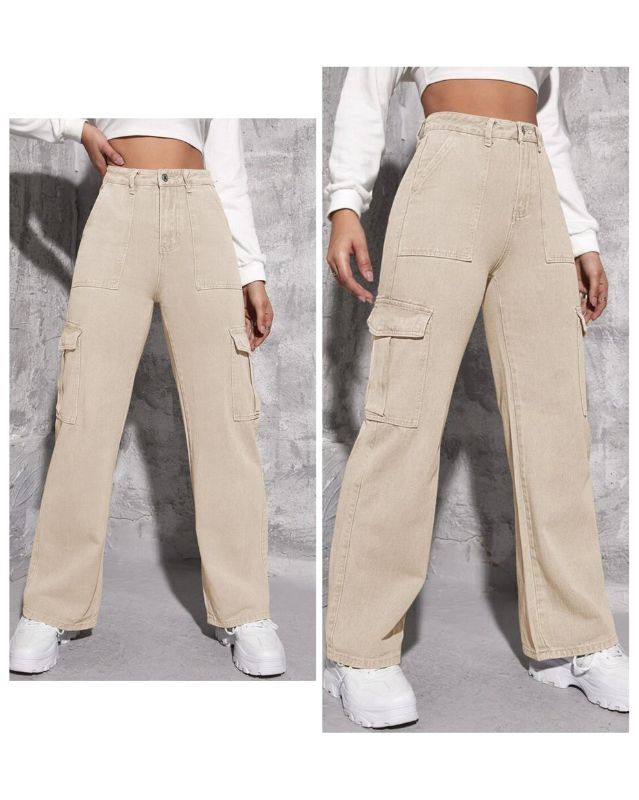 Combo of 2 Jeans (High Waist Wide Leg + Cargo)