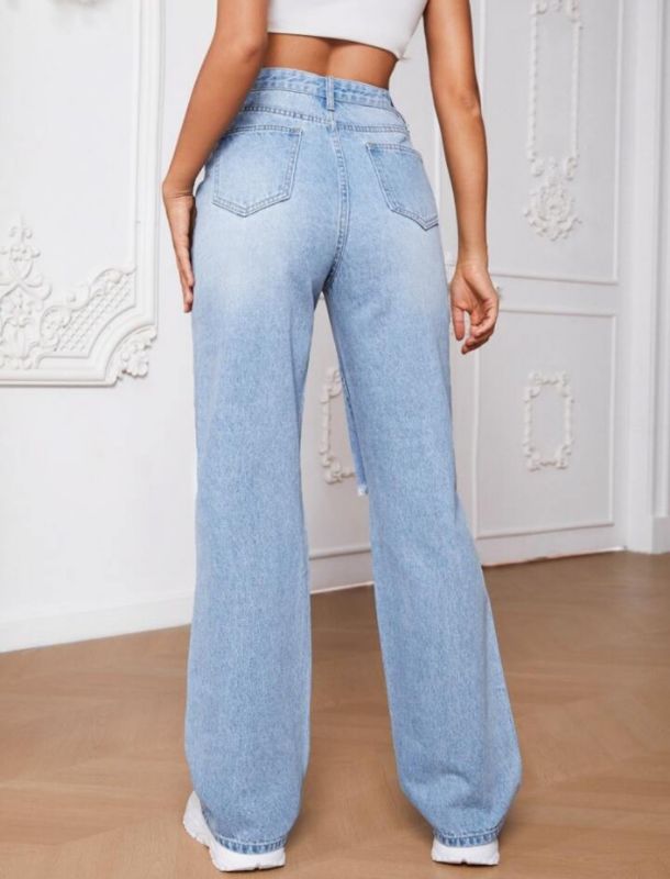 Combo of 2 Jeans (High Waist Wide Leg + Knee Cut)