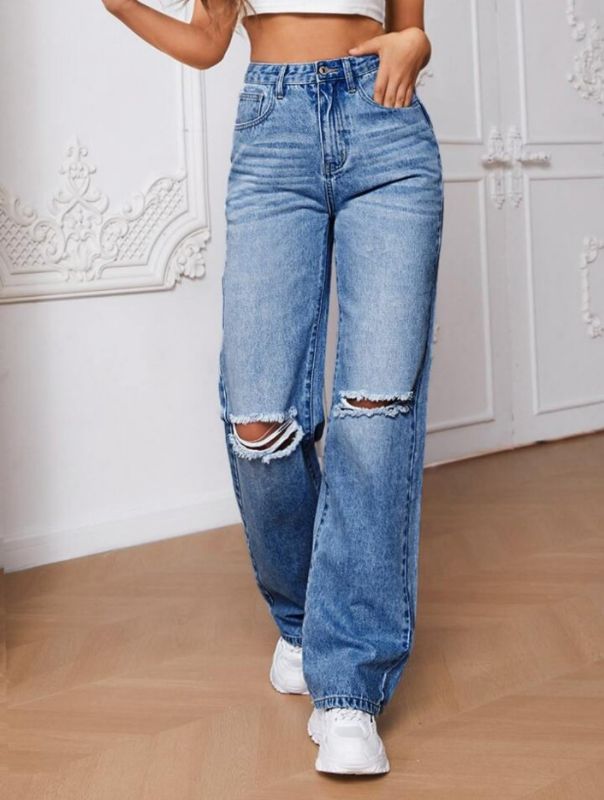 Combo of 2 Jeans (High Waist Wide Leg + Knee Cut)