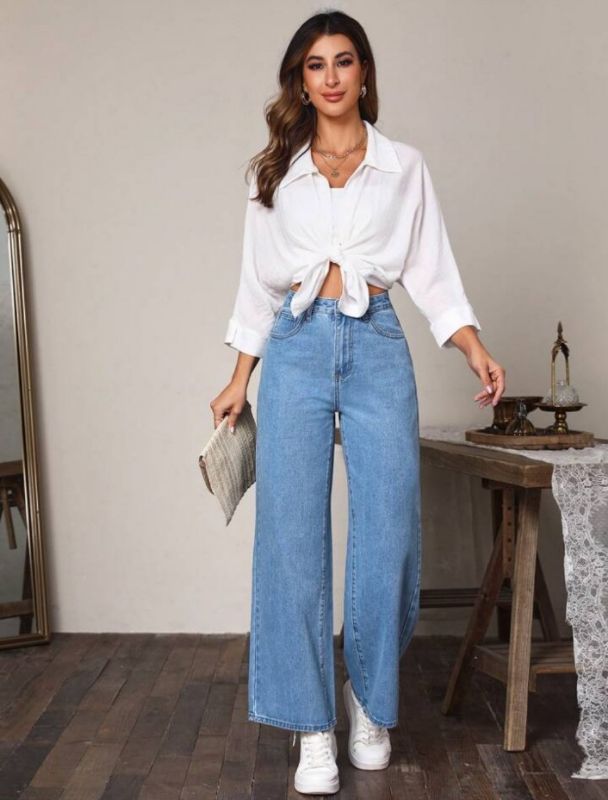 Highwaist Wide Leg Jeans - Light Blue