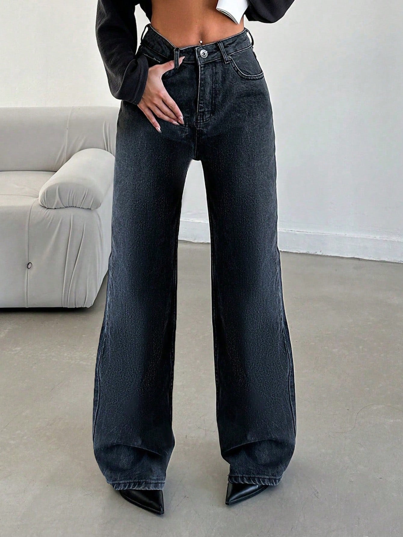 Deep Night Blue Wide Leg Jeans