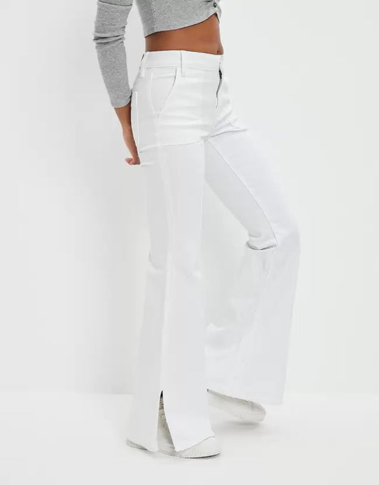 Women Flared High Rise White Jeans