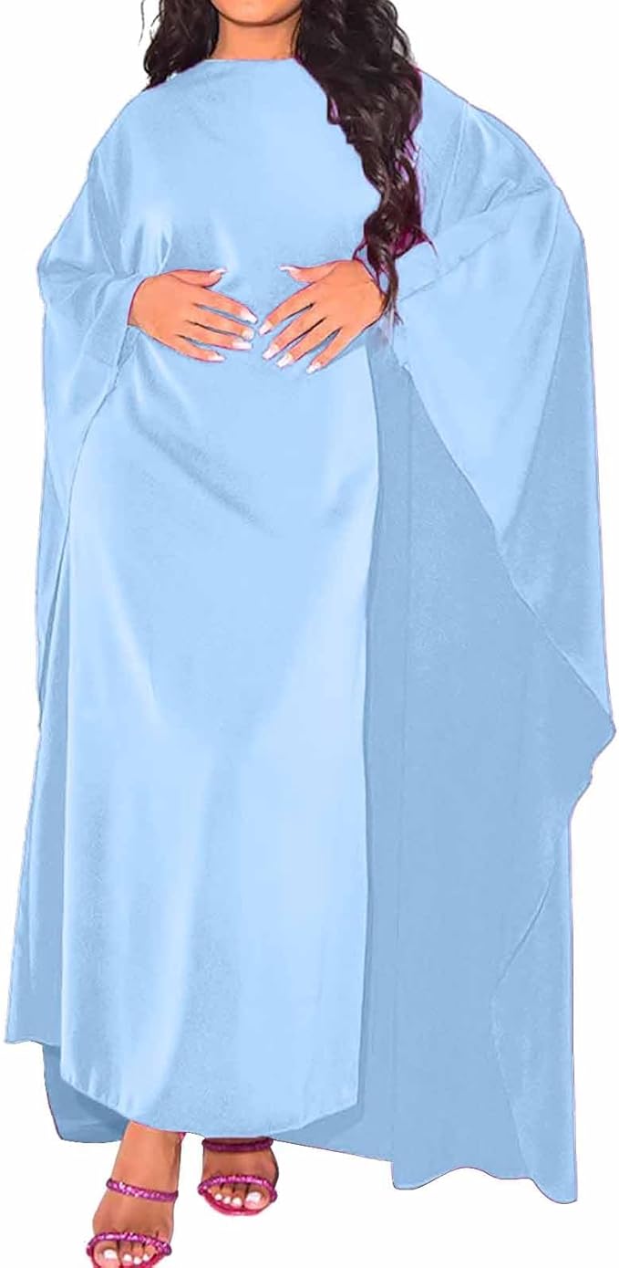 Kaftan Dress Women's Muslim Prayer Dress High Neck Long Sleeve Maxi Dress