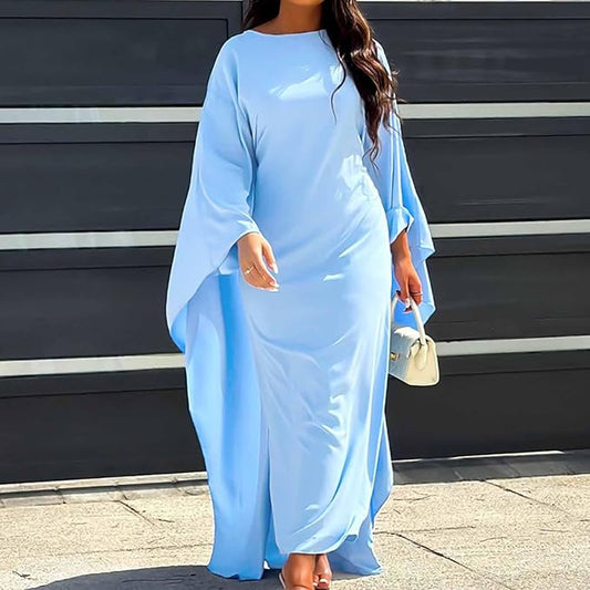 Kaftan Dress Women's Muslim Prayer Dress High Neck Long Sleeve Maxi Dress