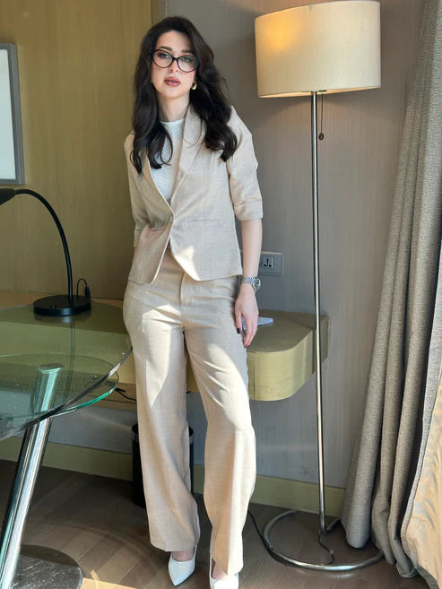 Girl Boss Linen Pants With Blazer