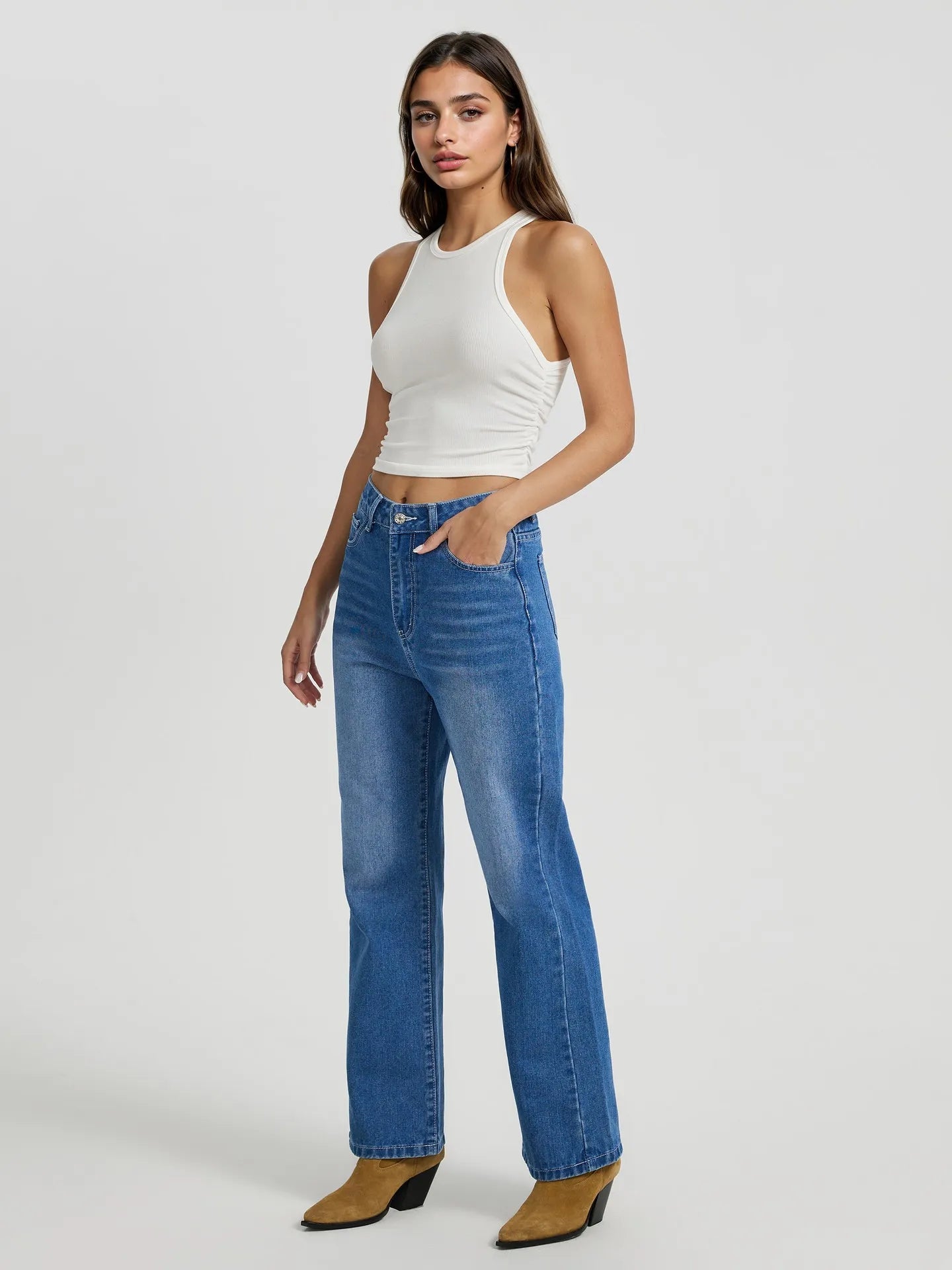 High Waist Straight Leg Jeans