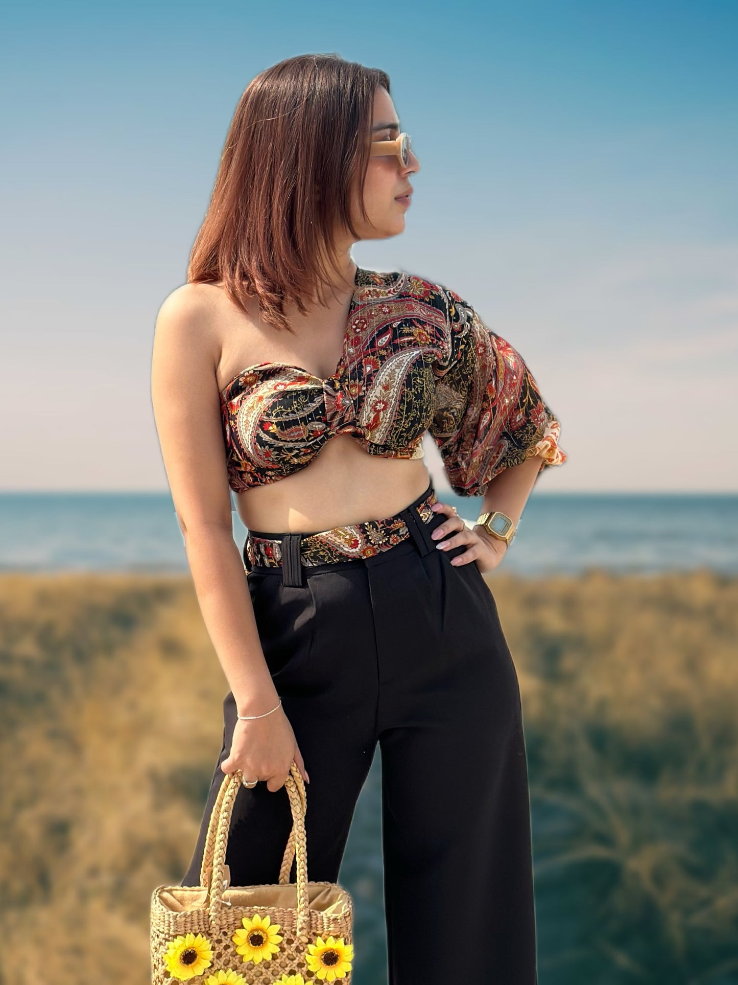 Bohemian Top With Pants & Scarf