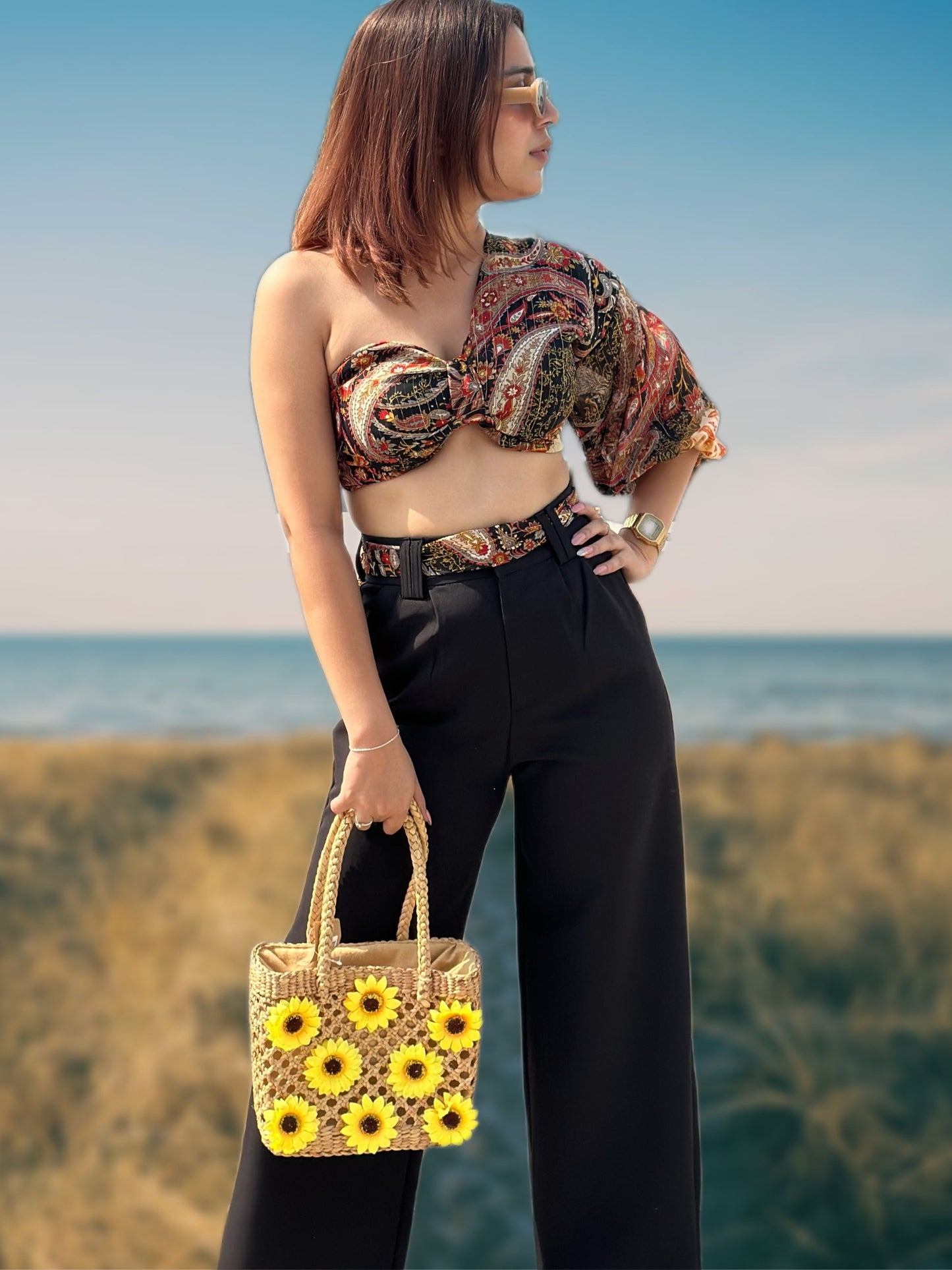 Bohemian Top With Pants & Scarf