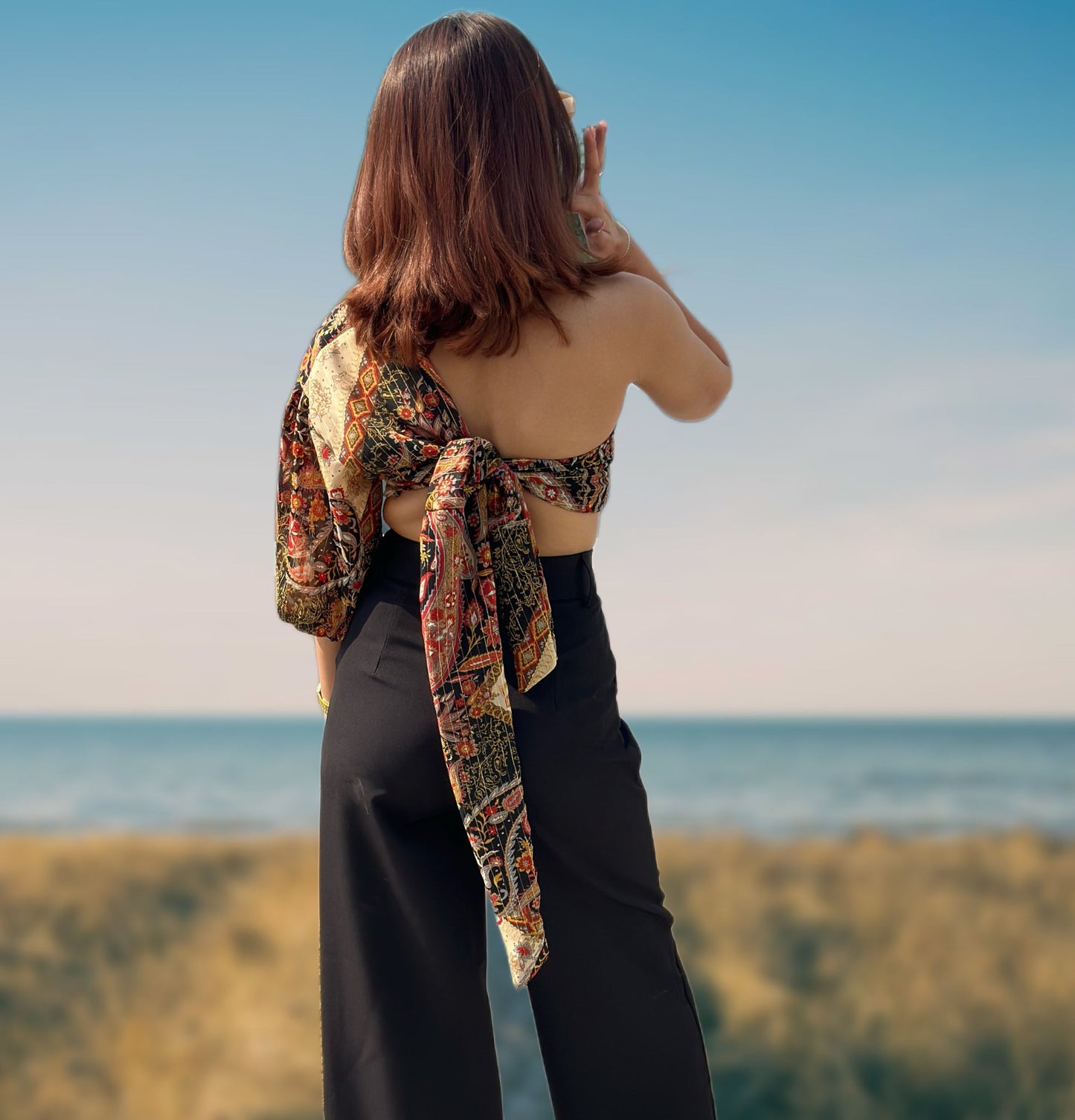 Bohemian Top With Pants & Scarf