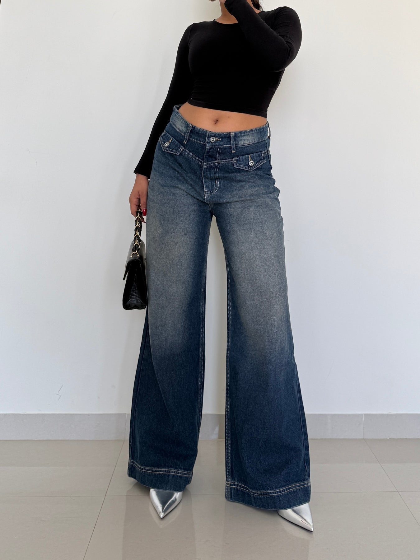 School Tinted Wash Baggy Wide leg Jeans