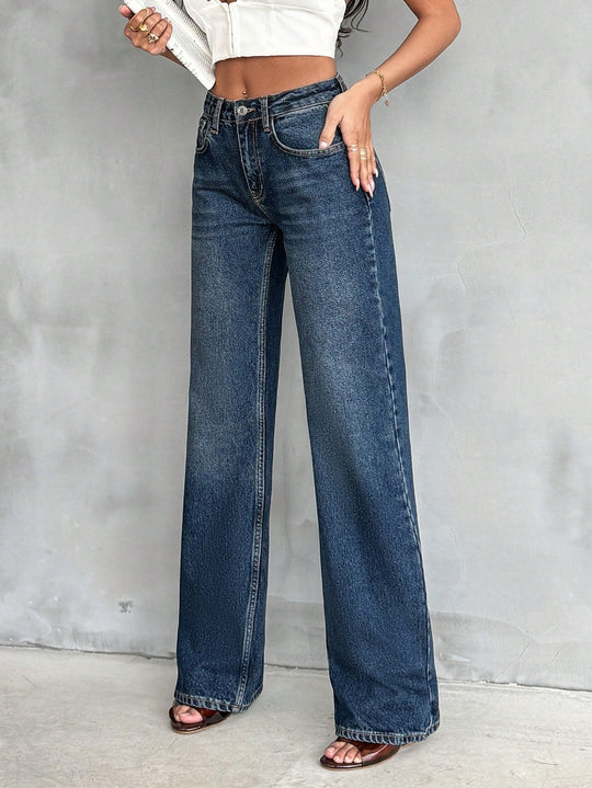 Aged Rust Blue Loose Straight Fit Jeans
