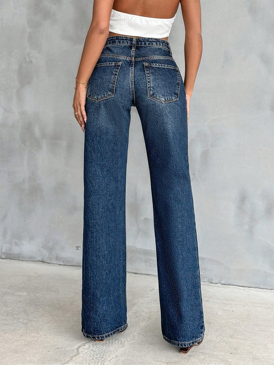 Aged Rust Blue Loose Straight Fit Jeans