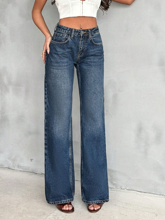 Aged Rust Blue Loose Straight Fit Jeans