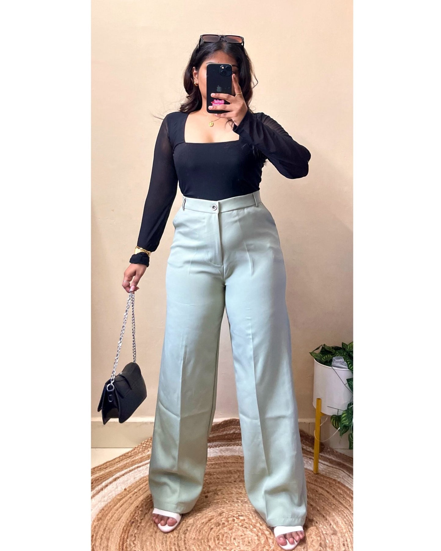 Korean Pastel Green High Waist Trouser