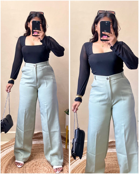 Korean Pastel Green High Waist Trouser