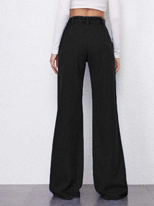 Black Plazo Fall Wide Leg High Rise Jeans