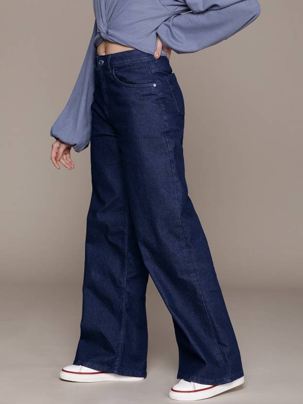 Women Relaxed Fit High Rise Dark Blue Jeans