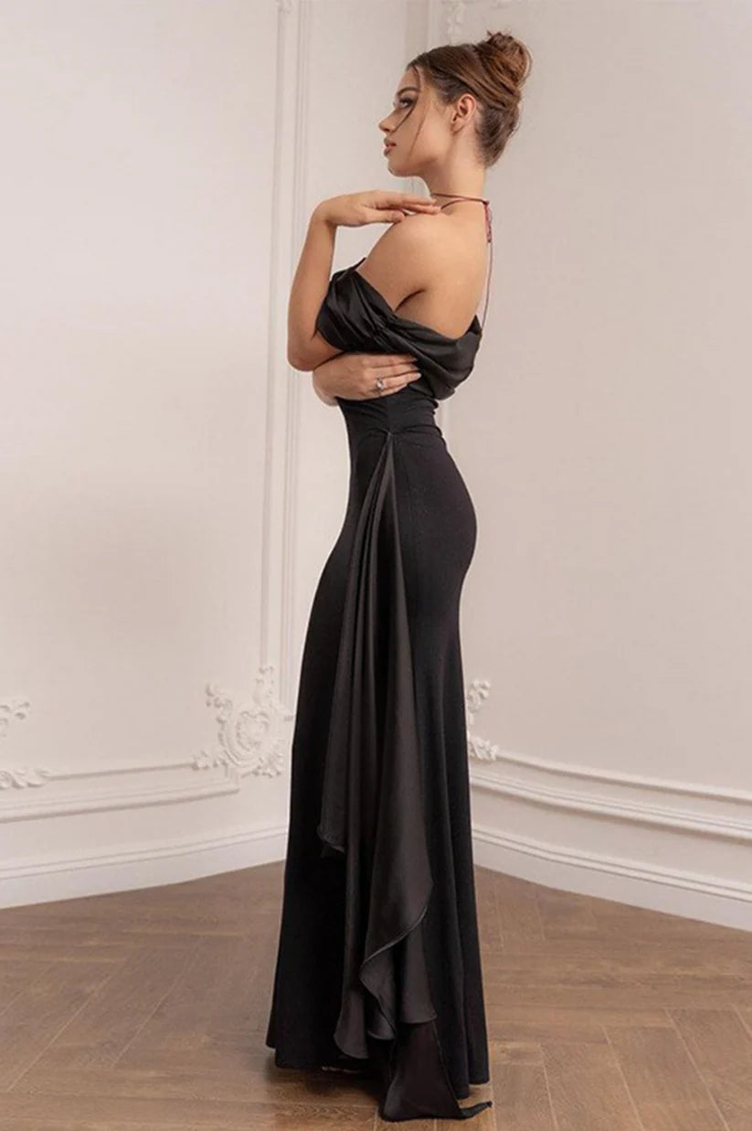 Black Off-Shoulder Maxi Dress